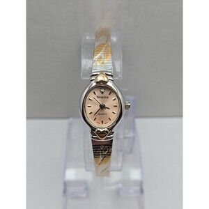 Westclox LTX177 Womens Two Tone Oval Quartz Tulip Floral Band Watch New Battery